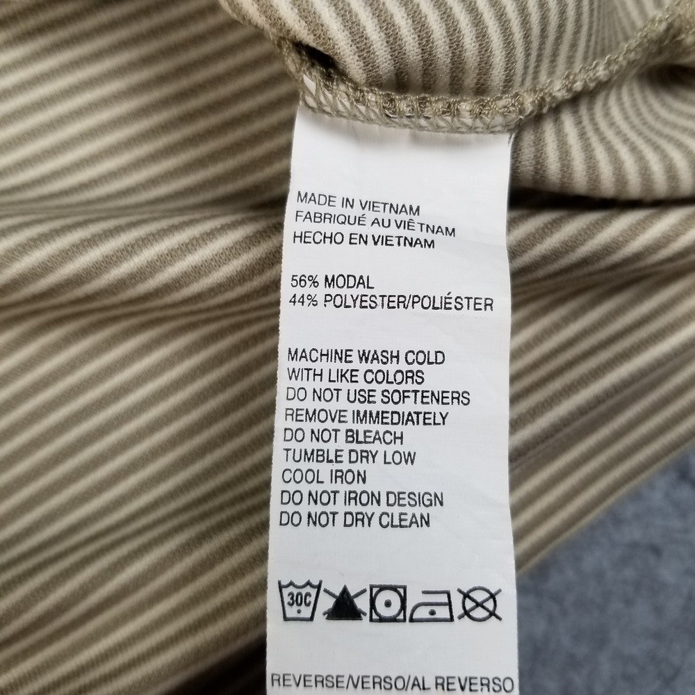 Van Heusen Polo Shirt Mens XXL 2XL Beige White Striped Short Sleeve Stretch Rib - Picture 7 of 12